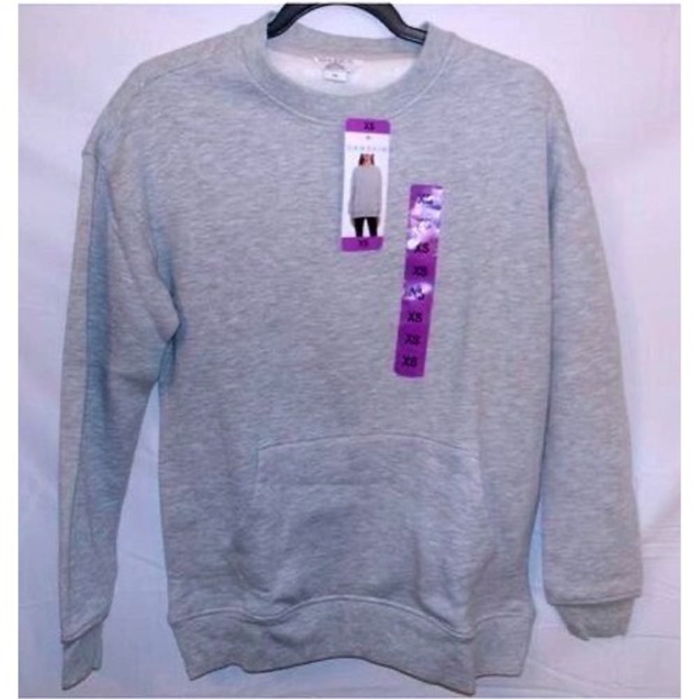 Danskin Womens‎ Gray Crewneck Sweatshirt Pullover Fleece Pocket XS